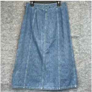 Vintage NORTON VIEW MCNAUGHTON Skirt Size 14 Blue Denim Cotton Maxi Modest
